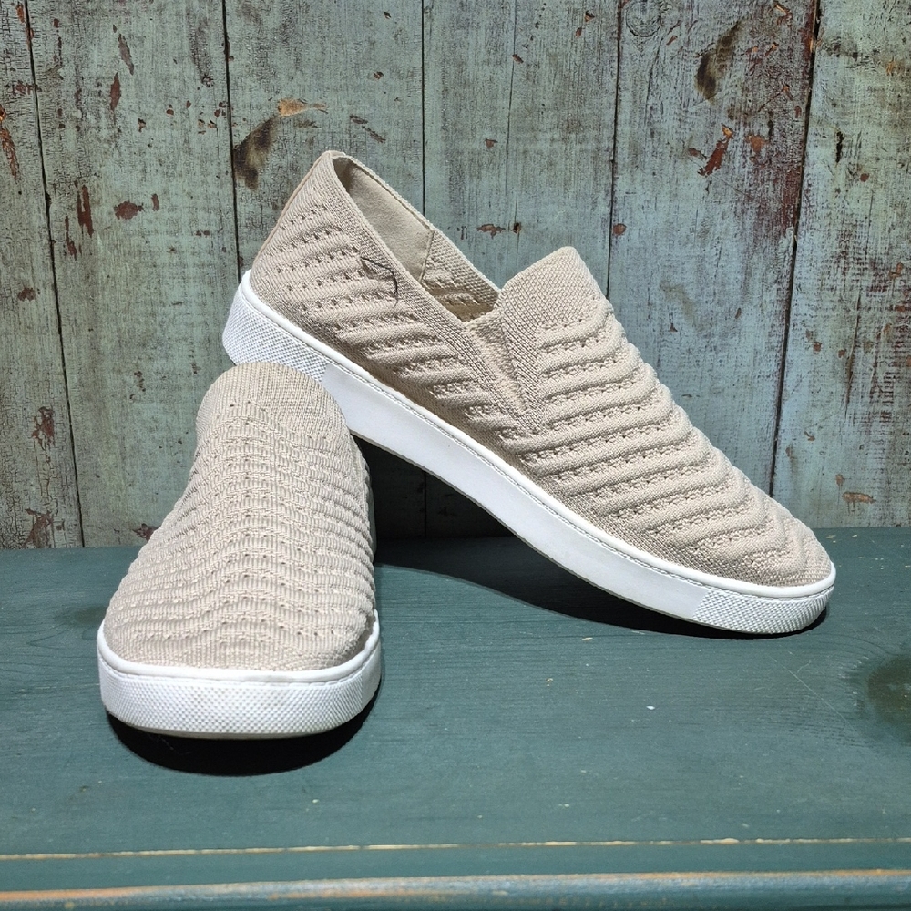 Beige Slip-On Knit Sneakers